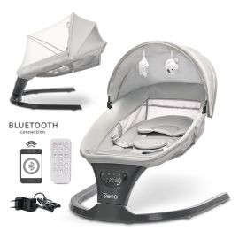 Leagan electric, Siena, potrivit 0-12 luni, 5 viteze de leganare, senzor inteligent de miscare, telecomanda, panou muzical, Light Grey