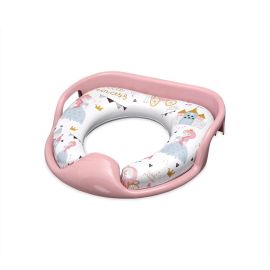 Reductor moale pentru toaleta, cu manere, model universal, Pink Princess