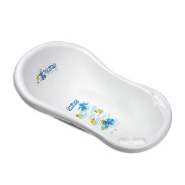Cadita bebe, 84 cm, cu dop de scurgere, Strumfi White