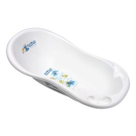 Cadita bebe, 100 cm, cu dop de scurgere, Strumfi White