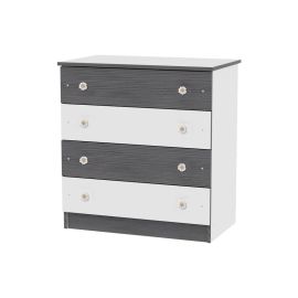 Comoda lemn, 81x50x86 cm, 4 sertare, White Graphite