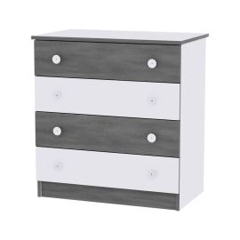 Comoda lemn, 81x50x86 cm, 4 sertare, White Vintage Grey