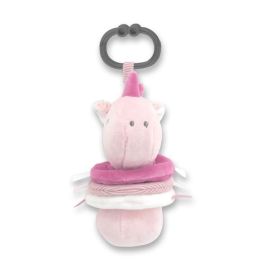 Jucarie de plus, Unicorn roz, 16 cm, cu vibratie, zornaitoare, 0 luni+