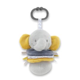 Jucarie de plus, Elefant gri, 16 cm, cu vibratie, zornaitoare, 0 luni+
