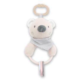 Jucarie de plus, Ursulet beige, 20 cm, cu forme geometrice zornaitoare, 0 luni+