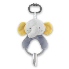 Jucarie de plus, Elefant gri, 20 cm, cu forme geometrice zornaitoare, 0 luni+