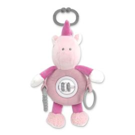 Jucarie de plus, de activitate, Unicorn roz, 24 cm, 0 luni+