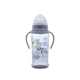 Biberon anticurgere cu manere, cu tetina lata, protejeaza gingiile, 6 luni+, 360 ml, My Friend, Cameo Blue