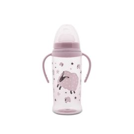 Biberon anticurgere cu manere, cu tetina lata, protejeaza gingiile, 6 luni+, 360 ml, My Friend, Mellow Rose