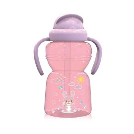 Biberon sport cu pai si manere 325 ml Animalute, Pink