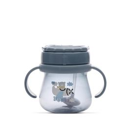 Cana cu toarte, sistem de baut din orice pozitie, cu pai flexibil, 12 luni+, 250 ml, My Friend, Cameo Blue