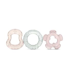 Set 3 jucarii de dentitie bebelusi, refrigerante, forme diferite, 3 luni+, Iceberg Green & Mellow Rose