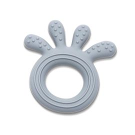 Jucarie de dentitie din silicon, 0 luni+, Octopus, Grey