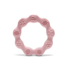 Jucarie de dentitie din silicon, 0 luni+, Ring, Pink