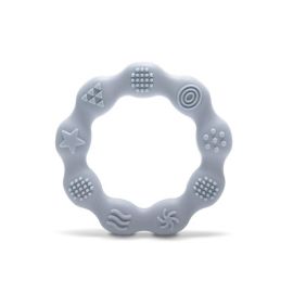 Jucarie de dentitie din silicon, 0 luni+, Ring, Grey