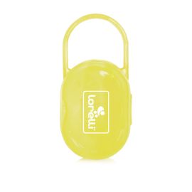 Suport transparent cu maner pentru 2 suzete sau tetine, Yellow