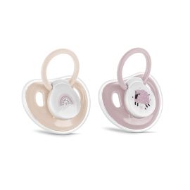 Set 2 suzete cu capac, silicon moale, 0 luni+, Mellow Rose