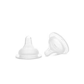 Set 2 tetine din silicon moale, debit mediu, pentru biberoane cu gat larg, 3 luni+, My Friend