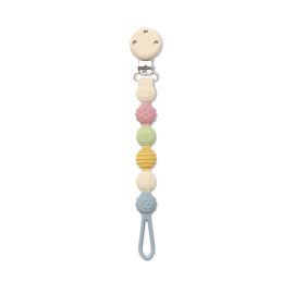 Lant pentru suzeta din silicon, clips de prindere, BPA Free, Blue Mix
