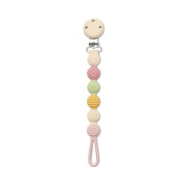 Lant pentru suzeta din silicon, clips de prindere, BPA Free, Pink Mix