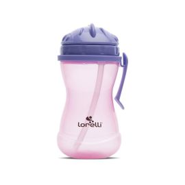 Biberon sport cu clips lateral, cu pai moale si flexibil, capac de protectie rotativ, 360 ml, Purple Pink