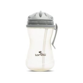 Biberon sport cu clips lateral, cu pai moale si flexibil, capac de protectie rotativ, 360 ml, Grey Yellow