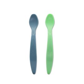 Set de 2 lingurite flexibile, cu maner lung, margine rotunjita, verde si albastru
