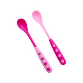 Set 2 lingurite cu manere lungi, 6 luni+, Pink