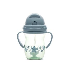 Cana cu manere si pai, anti-varsare, potrivita pentru calatorii, 12 luni+, 275 ml, Blue Green