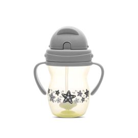Cana cu manere si pai, anti-varsare, potrivita pentru calatorii, 12 luni+, 275 ml, Grey Yellow
