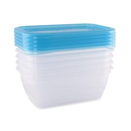Set 5 recipiente rectangulare, cu capac pentru pastrarea hranei, 0.5 litri, Transparent