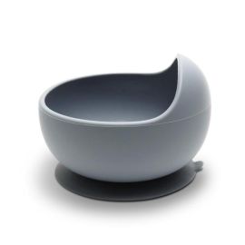 Bol de hranire din silicon natural, cu ventuza, 6 luni+, Grey