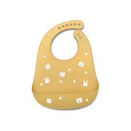 Baveta din silicon cu buzunar frontal, reglabila, 6 luni+, Yellow