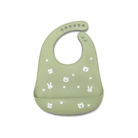 Baveta din silicon cu buzunar frontal, reglabila, 6 luni+, Fresh Green