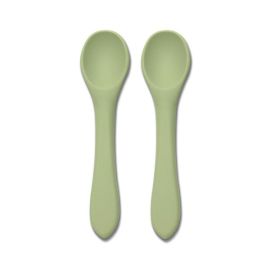 Set 2 lingurite din silicon natural, 6 luni+, Fresh Green