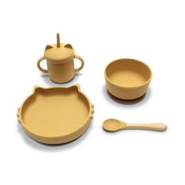 Set de hranire din silicon natural, 4 piese, 6 luni+, Yellow
