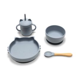 Set de hranire din silicon natural, 4 piese, 6 luni+, Grey