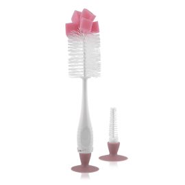 Perie de curatat biberoane, tetine si cani cu ventuza pentru fixare, Blush Pink