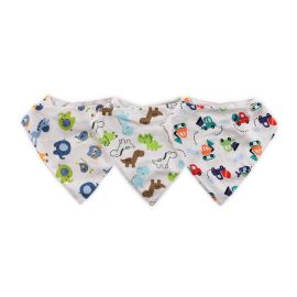 Set 3 bavete tip bandana, bumbac, Imprimeuri Colorate