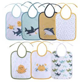 Set 7 bavete, bumbac ambele fete, 20 X 25,5 cm, inchidere cu snur, baietei