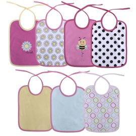 Set 7 bavete, bumbac ambele fete, 20 X 25,5 cm, inchidere cu snur, fetite
