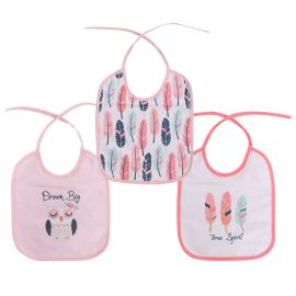 Set 3 bavete bumbac si peva, 23 X 20 cm, inchidere cu snur, fetite