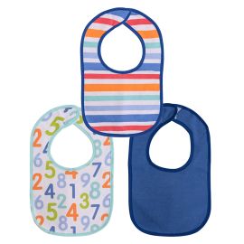 Set 3 bavete bumbac si peva, 30 x 19 cm, inchidere cu banda velcro, baietei