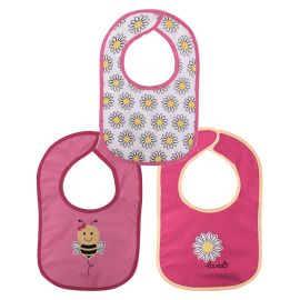 Set 3 bavete bumbac si peva, 30 x 19 cm, inchidere cu banda velcro, fetite