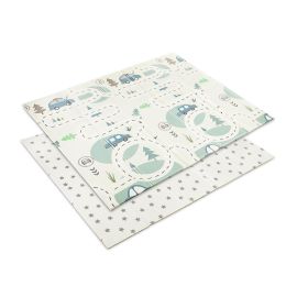 Covoras de joaca termic pentru copii, din spuma XPE, design cu doua fete, pliabil, 180 x 200 cm, Funny City & Stars