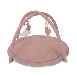 Saltea de activitati pentru bebelusi, Moments, jucarii textile cu sunet si zornaitoare, 83x83 cm, 0 luni+, Pink