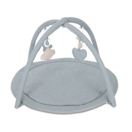 Saltea de activitati pentru bebelusi, Moments, jucarii textile cu sunet si zornaitoare, 83x83 cm, 0 luni+, Blue