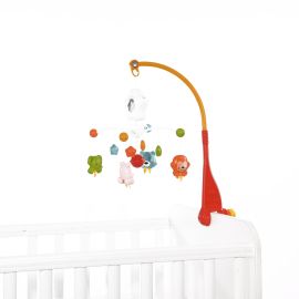 Carusel muzical pentru pat, cu proiector si sunete, Happy Animals Orange