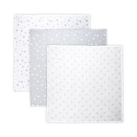 Set 3 scutece din muselin 80x80 cm Trio, New Grey Mix