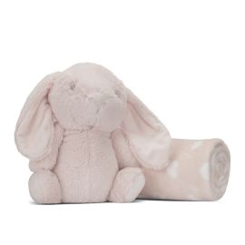 Paturica moale cu jucarie din plus iepuras, Nappy, 90 x 75 cm, 0 luni+, Pink